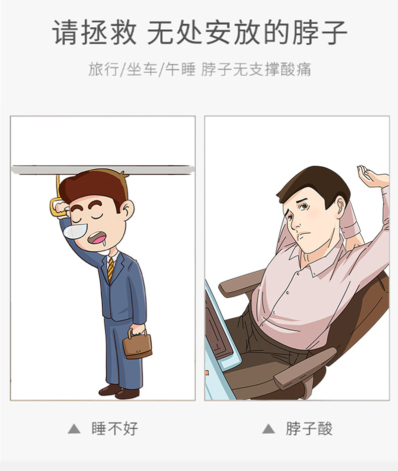 Knitted fabric and high memory foam U-shaped pillow, Kanglewu all-cotton storage neck pillow, slow rebound neck pillow wholesale pic 4