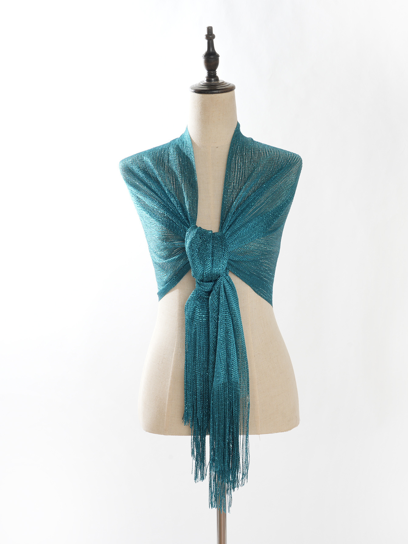 跨进专供 欧美爆款金银丝长流苏平板巾舞会婚礼派对晚礼服披肩女详情11