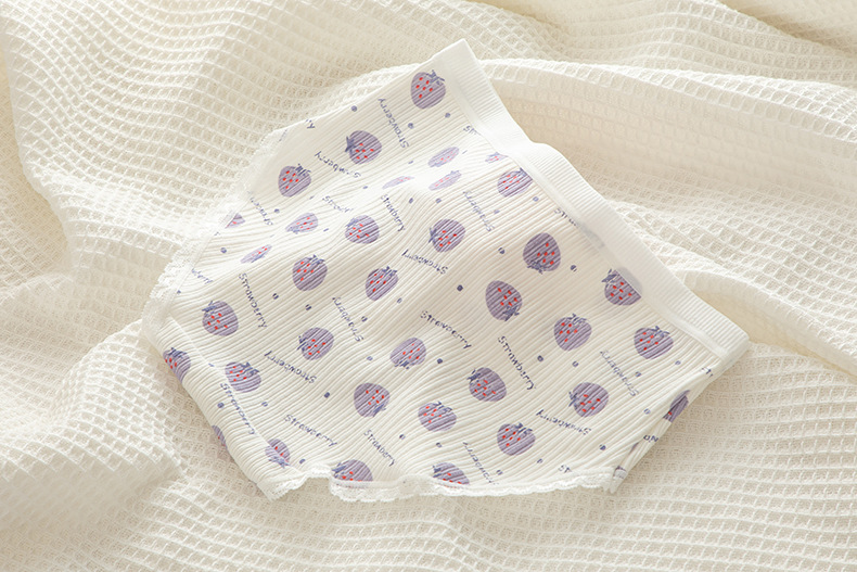 Tingweiya Japanese-style cute purple girl cartoon rabbit threaded cotton strawberry girl student mid-waist underwear for girls pic 45