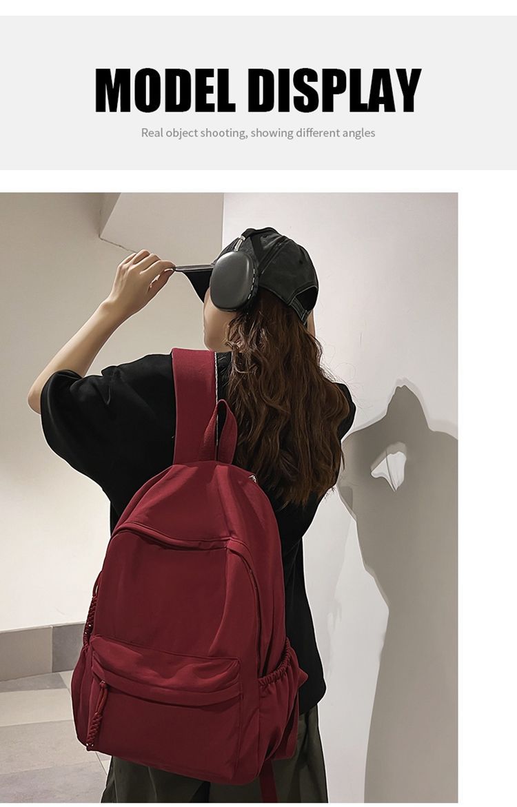 贝尔书包女生大学生简约黑色大容量初中生高中2024新款背包双肩包详情9