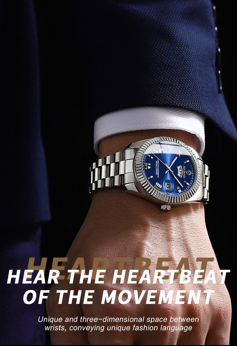 宾邦手表男士非机械表防水日志型时尚男表蓝色跨境情侣商务腕表详情29