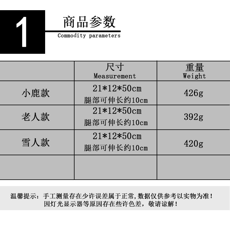 港之恋跨境圣诞老人雪人圣诞节伸缩公仔金色圣诞节站姿玩偶装饰品 1详情2