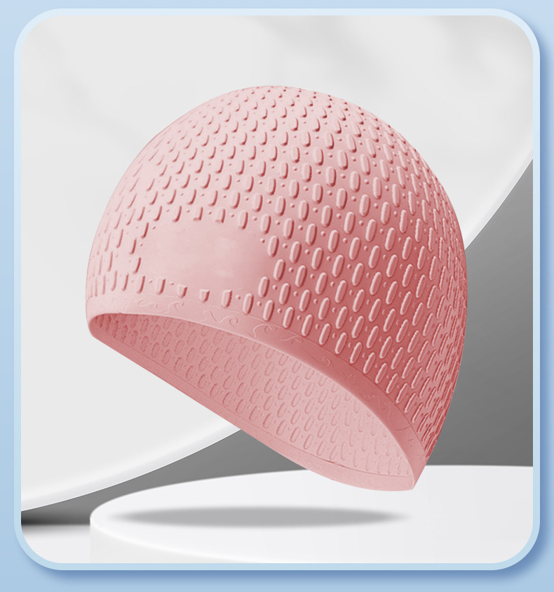 水滴泳帽女士长发游泳帽可印制logo成人款防水大码不勒头硅胶泳帽详情22