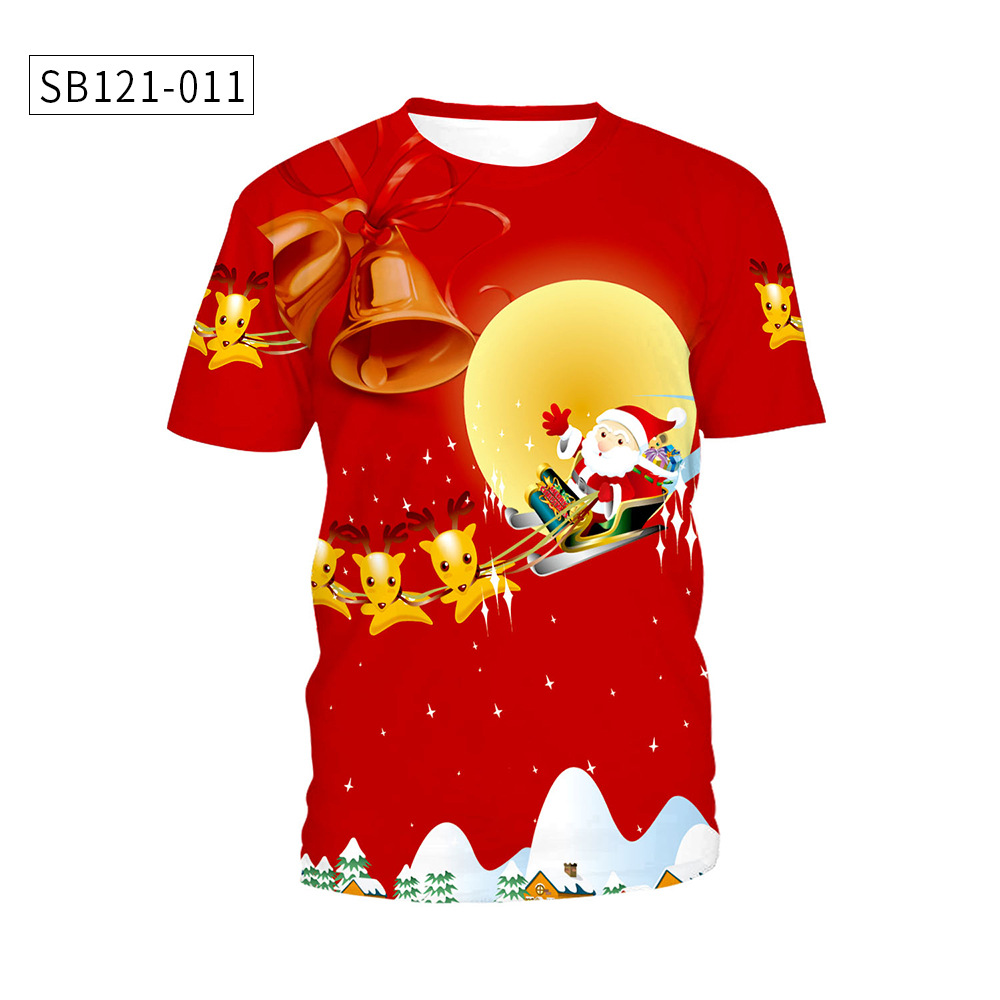 圣诞节Christmas新款 欧美青年短袖男女情侣装款式圆领T恤详情13
