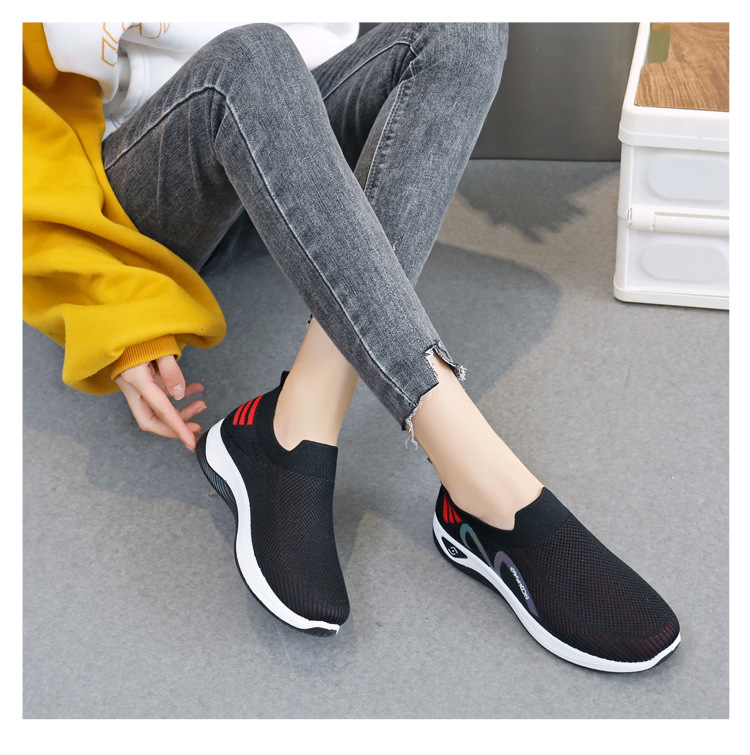 2023新款飞织一脚蹬袜子口休闲女鞋按摩底透气妈妈鞋健步运动鞋详情34