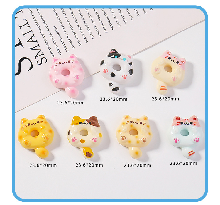 Cute little cat donut food toy resin diy jewelry accessories cream glue phone case fridge magnet handmade pic 7