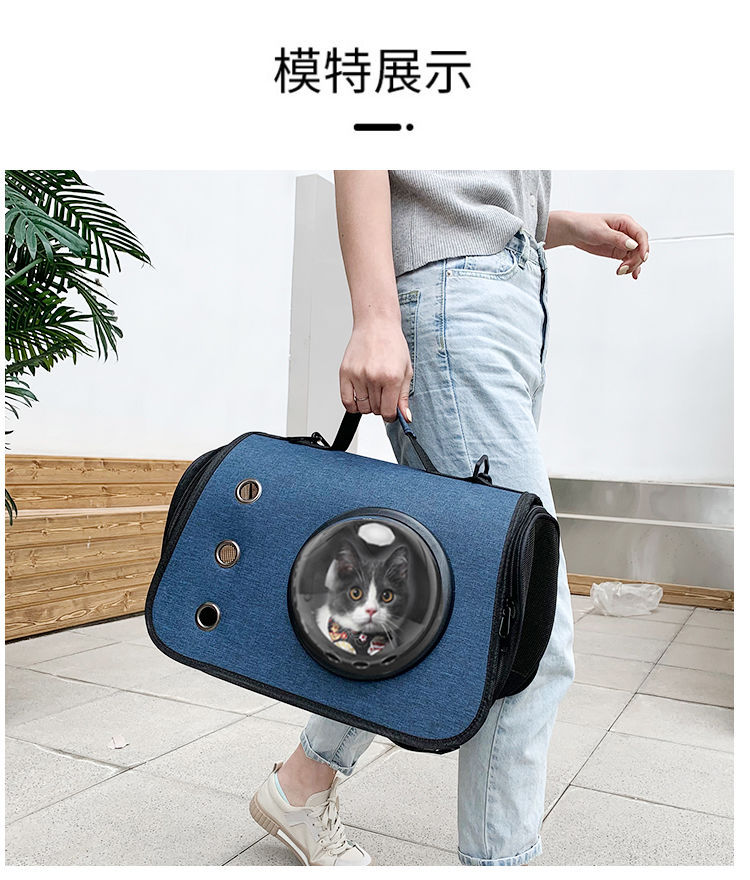 外出新款便携单肩背包手提透明宠物折叠猫咪狗狗太空舱透气外带详情22