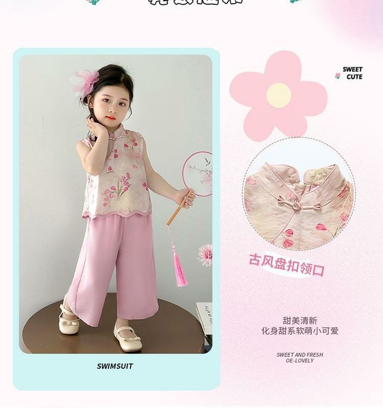 国潮女童夏季国风套装2025新款儿童薄款衣服女宝宝夏装女孩新中式汉服详情4