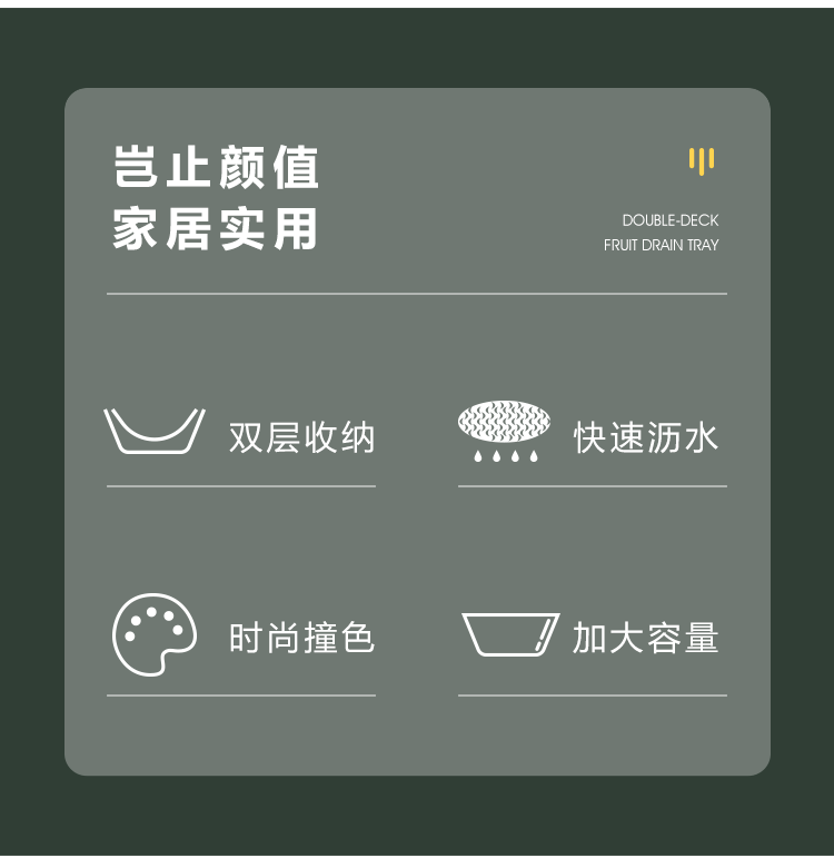 多功能元宝形沥水篮洗水果双层滴水箩高颜值糖果零食盘RS-400027详情6