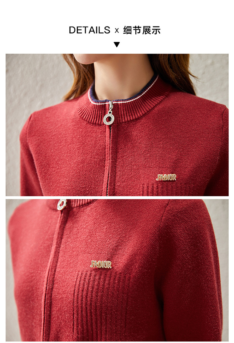 春秋装新款复古文艺加厚拉链长袖针织开衫韩版女装时尚羊毛衫外套详情23