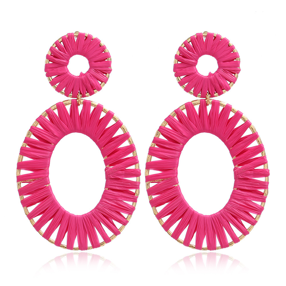 New cross-border earrings from Europe and America: Barbie pink best-selling set, rose red geometric versatile summer earrings for women with a vacation style pic 25