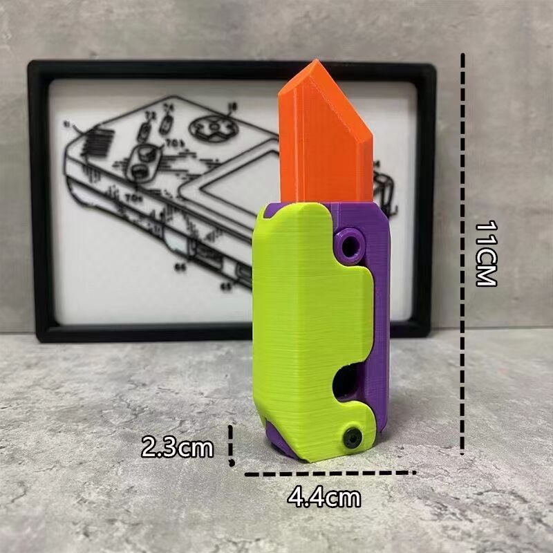 F3色3D重力小刀抖音同款萝卜刀解压推牌小玩具3D打印重力萝卜小刀详情3