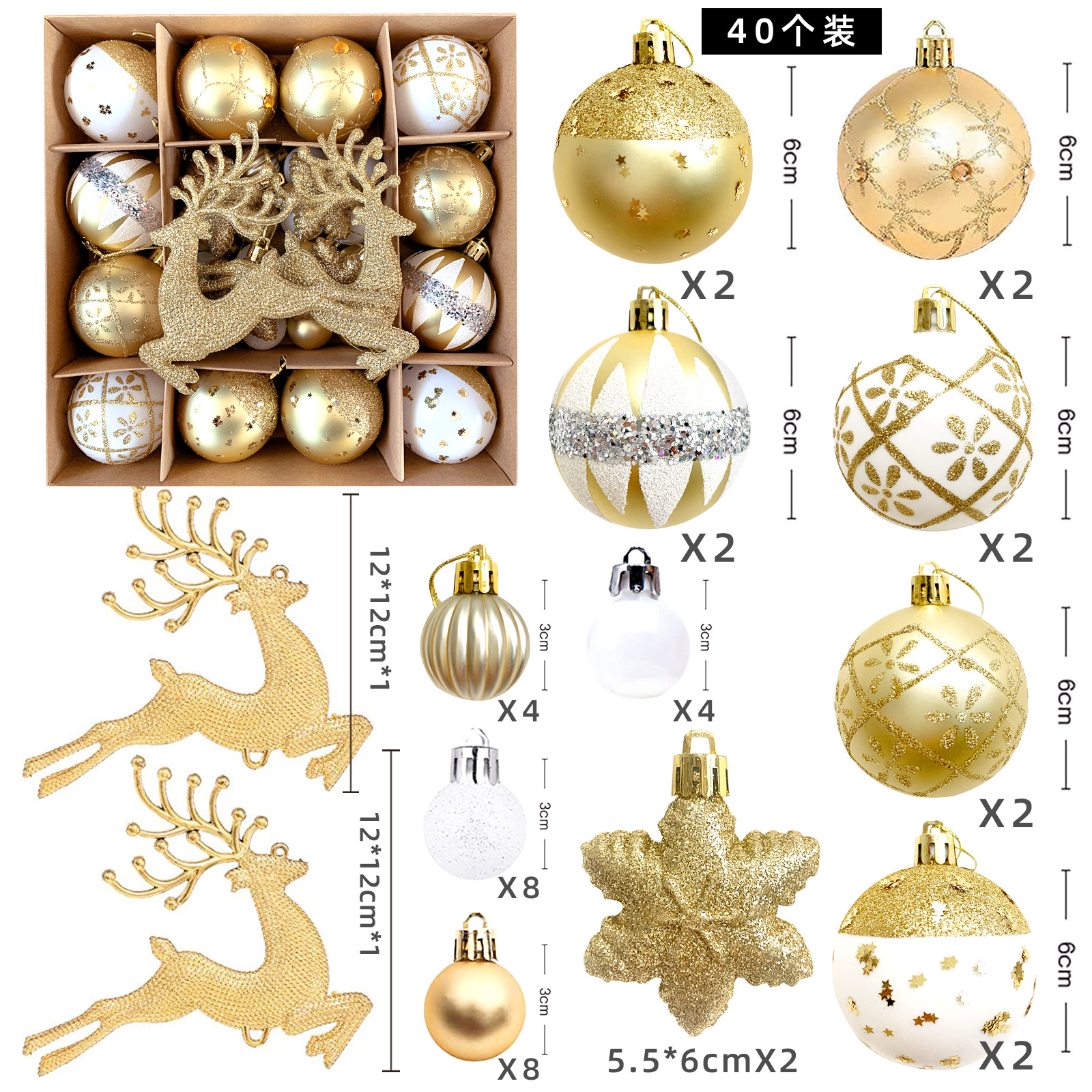 Temu/SHEIN Christmas decorations: Electroplated deer plastic balls, painted Christmas ball sets, Christmas tree pendants pic 14
