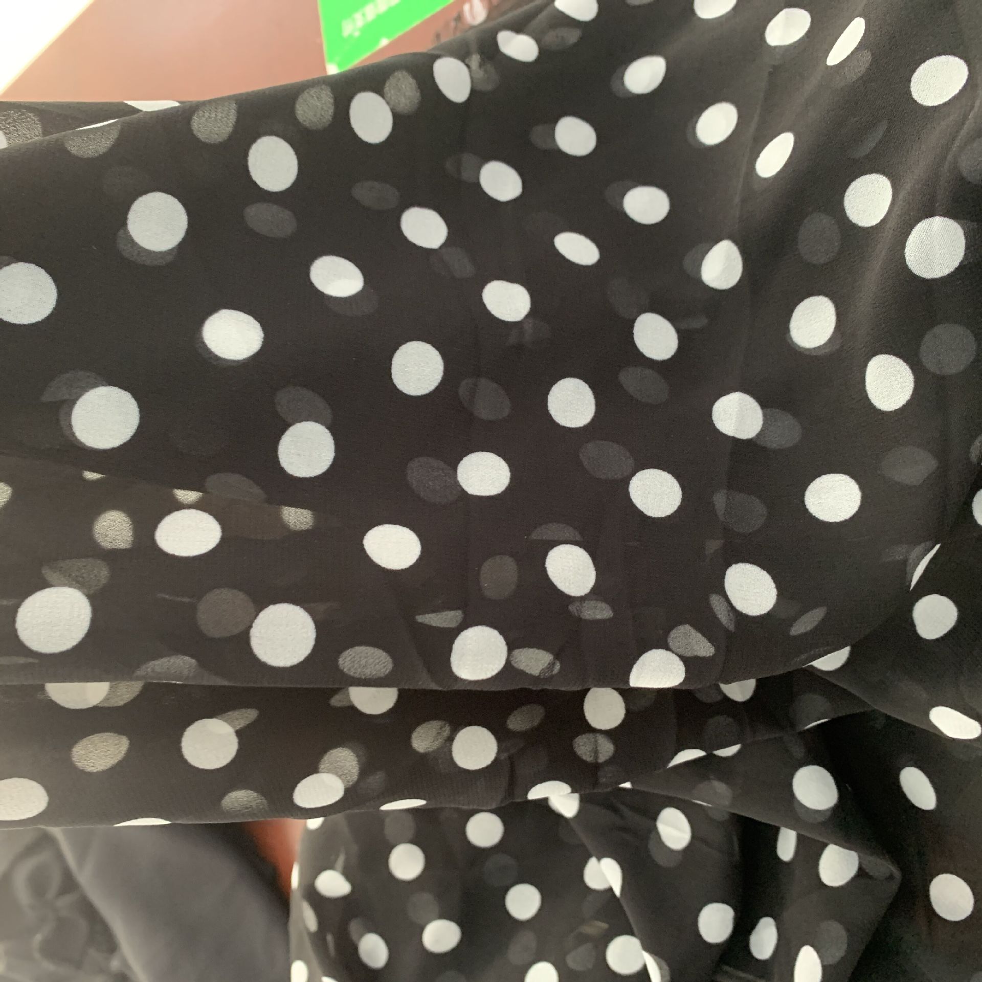 Pearl chiffon fabric, 1 cm, polka dot printed, polka dot clothing fabric, accessory fabric, woven printed chiffon pic 3