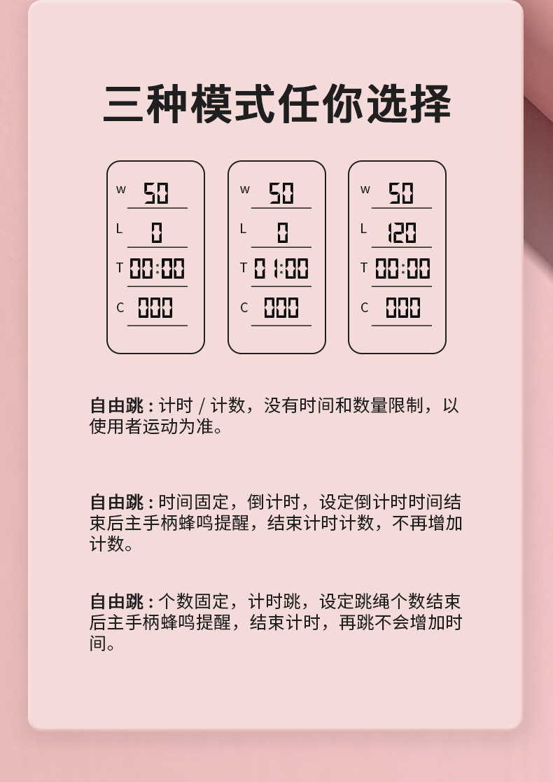 博舒健五键无绳计数跳绳健身运动负重两用无绳球体育用品批发详情12