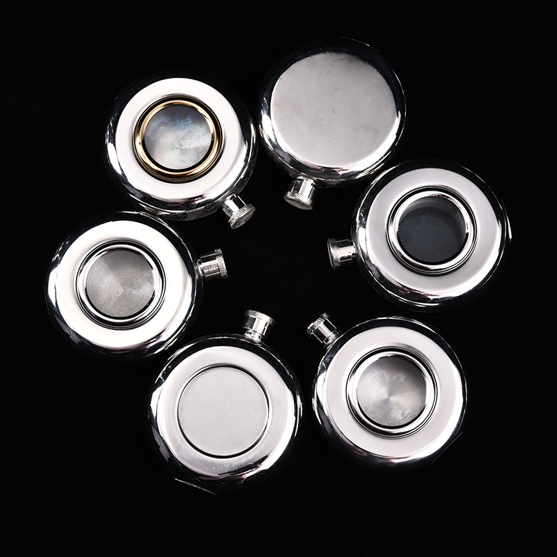 Portable stainless steel wine kettles, round and square, stainless steel wine bottles, portable wine kettles, factory direct sales in stock, various capacities 1oz, 2oz, 3oz, 5oz, 8oz, round. pic 2