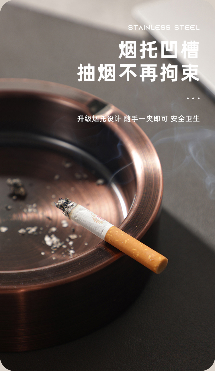 不锈钢烟灰缸加厚反边烟灰缸店餐厅烟碟网咖网吧圆形烟灰缸详情7