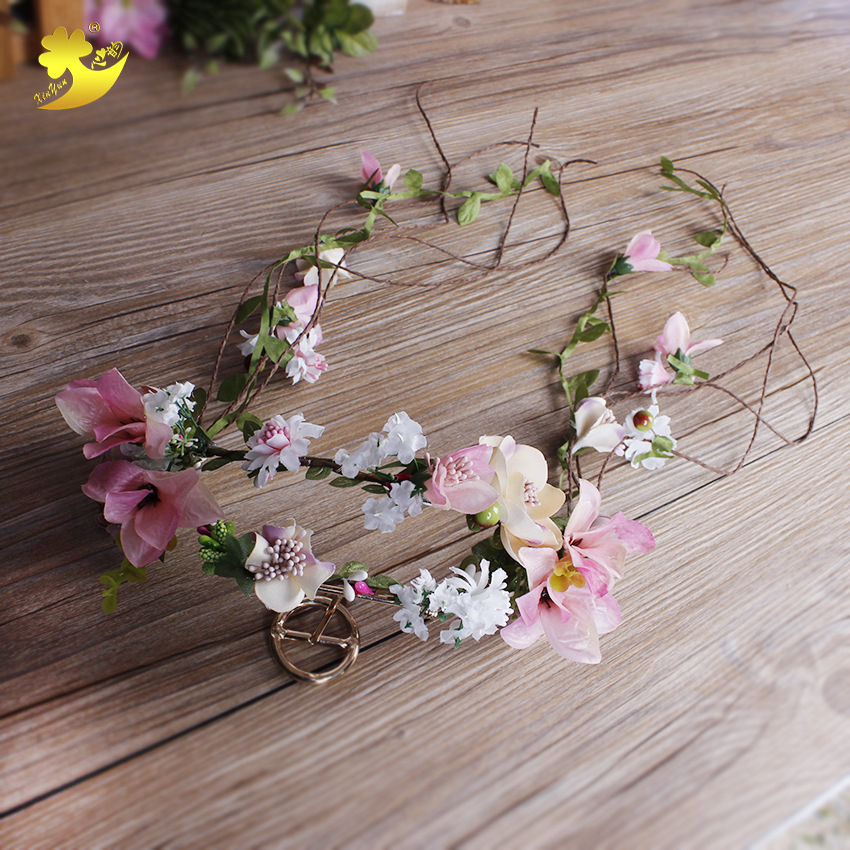 Japanese-style sweet and fashionable advertising photography, pure handcrafted rattan, exotic wedding dress, red bean paste flower bud head ring pic 6
