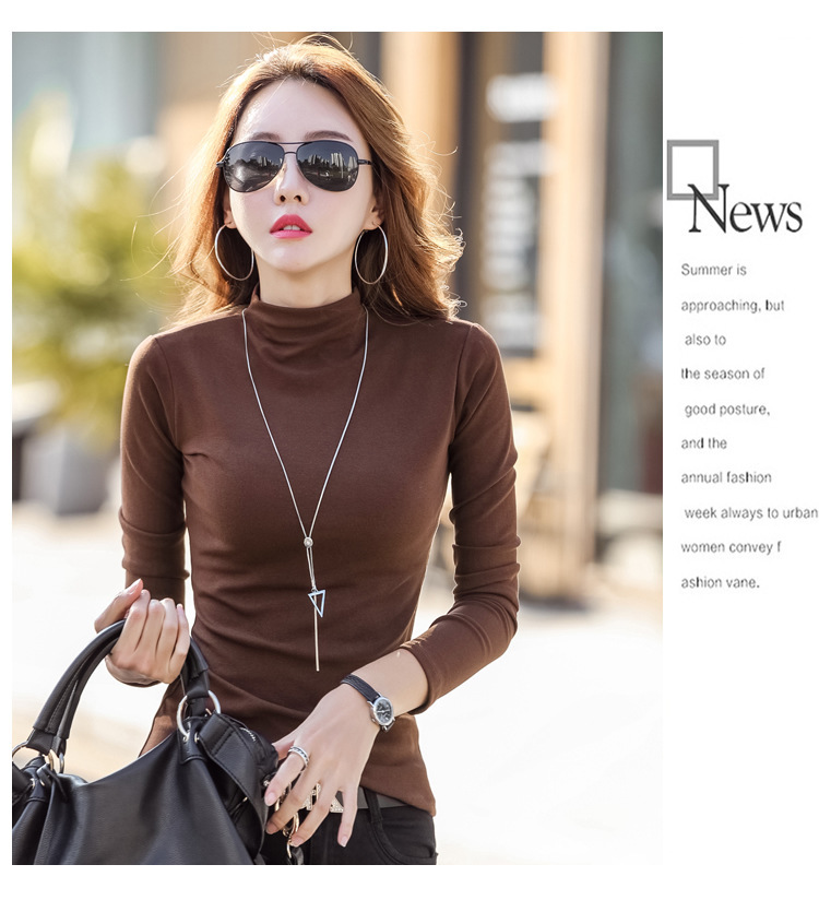 纯棉打底衫女半高领长袖t恤中领洋气内搭黑色秋衣2022春秋季新款详情10