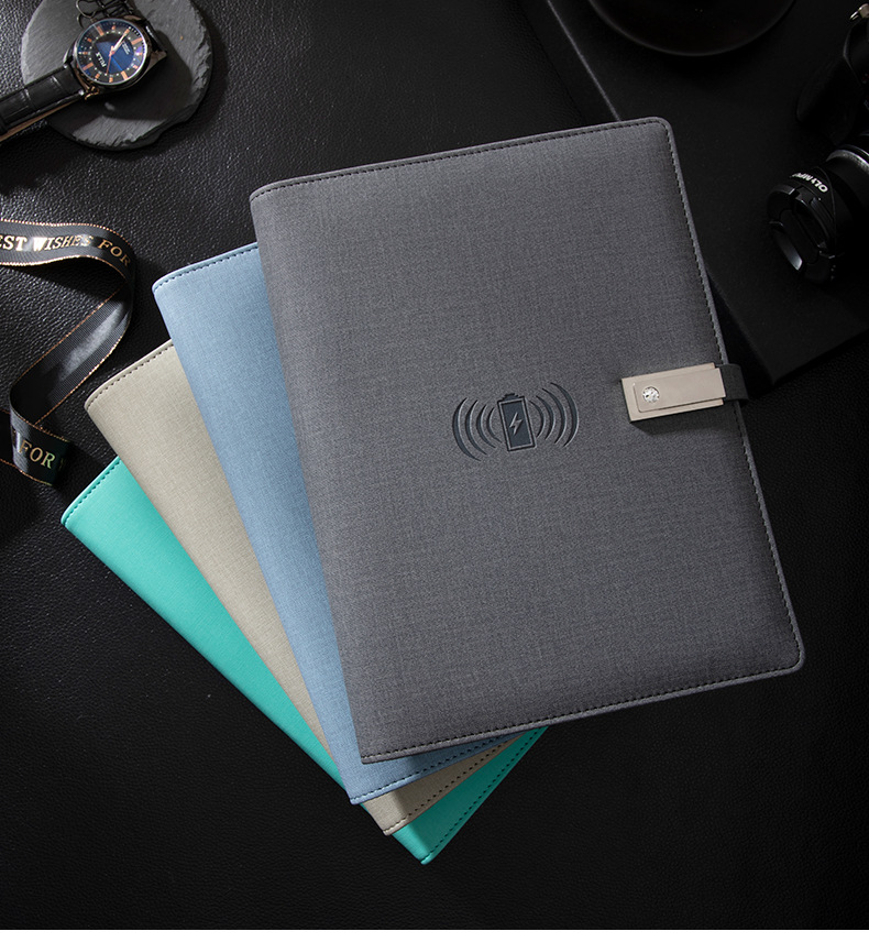 Customized a5 wireless charging notebook, power bank, notebook with USB flash drive, business gift set, customized logo pic 3