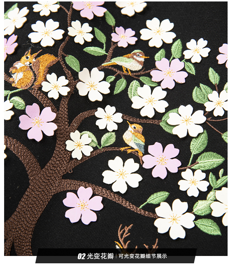 国潮轻奢光变花朵树重工刺绣舒适长袖圆领男装卫衣秋冬款时尚上衣详情18