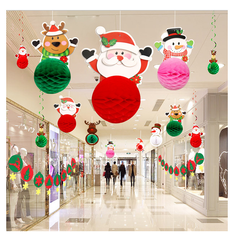 圣诞节蜂窝球拉旗装饰用品店铺场景布置道具蜂窝吊球拉花吊饰挂饰详情8