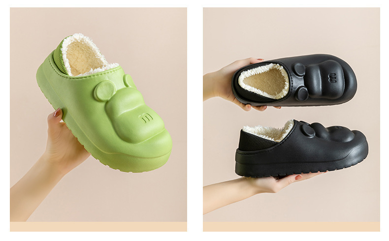 防水秋冬季棉拖鞋小熊简约可爱居家保暖情侣毛绒拖鞋批发实惠厚底详情16