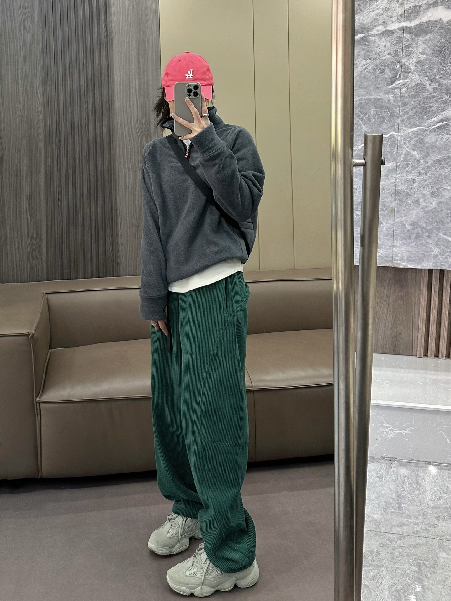 素然同款灯芯绒加绒女士宽松休闲裤素家同款高品质设计感小暖裤详情4