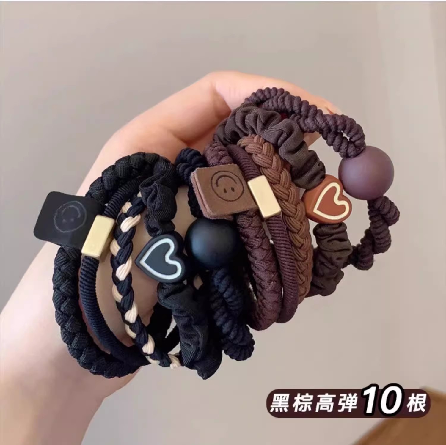 高级感发绳女2025新款高弹力耐用皮筋咖色扎头发圈简约高马尾头绳详情44