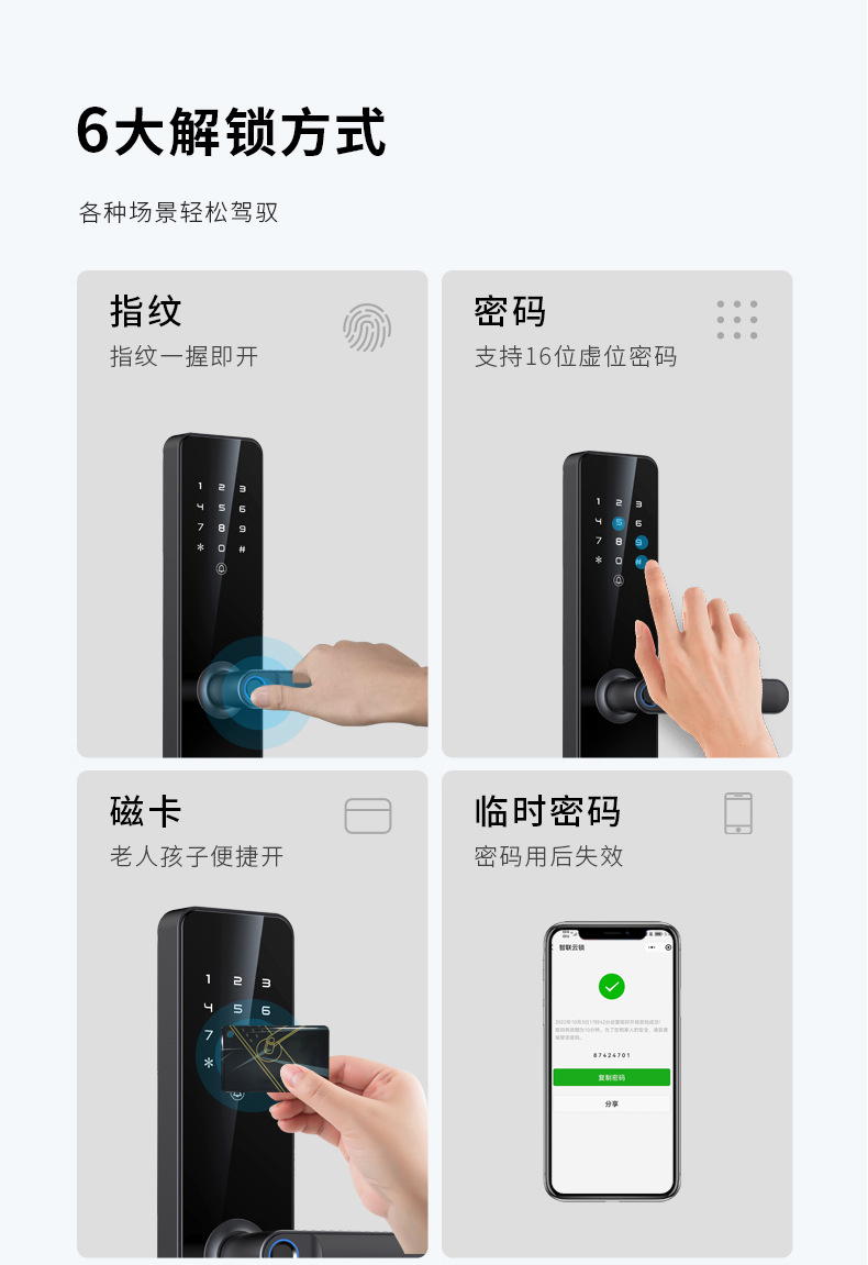 厂家批发一握开指纹锁家用防盗门锁电子密码锁工程锁智能门锁公寓详情12