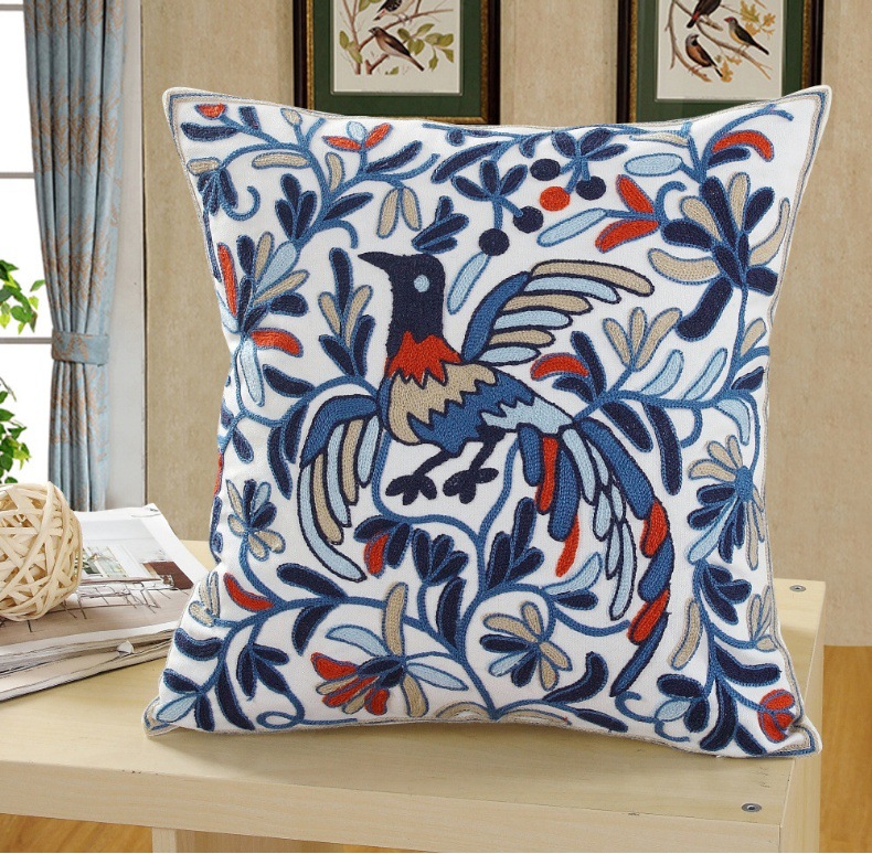 Hot-selling floral embroidery pillowcases, ins sofa, living room cushions, soft bed cushions, office cushions, ins style pic 9