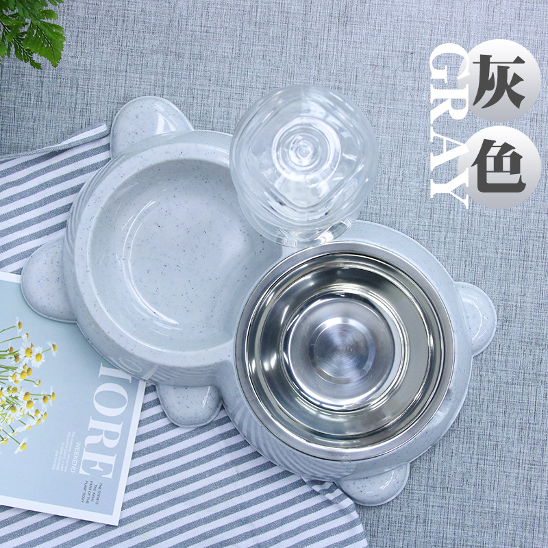 宠物碗猫咪自动饮水器狗碗304不锈钢狗狗食具防打翻卡通宠物双碗详情11