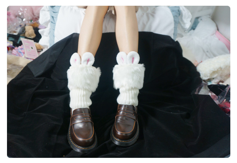 Original cute rabbit ears, fluffy hosiery, soft girl lolita, Japanese jk fur ball bow leg covers, elephant socks pic 4