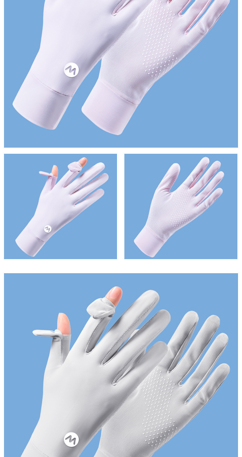 夏季防晒手套女士冰丝骑行薄款防滑透气美甲防紫外线露指夏天开车详情28