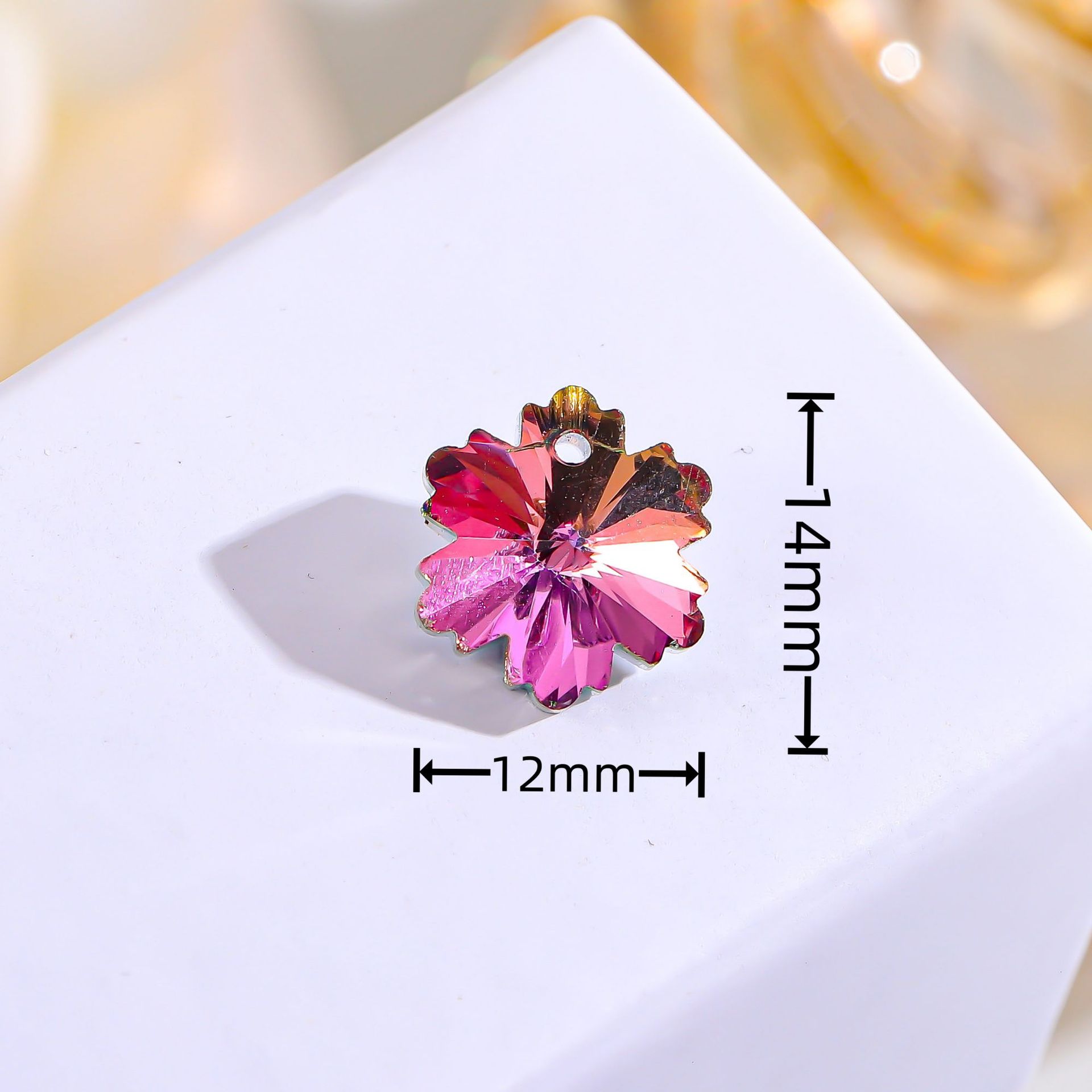 跨境镀底彩色花朵单孔串珠DIY饰品配件手链玻璃散珠耳环项链制料详情4