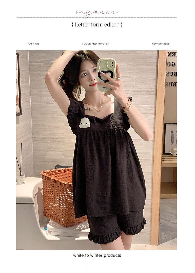 睡衣女夏季云朵棉甜美可爱风短裤吊带带胸垫两件套可外穿家居服女详情17