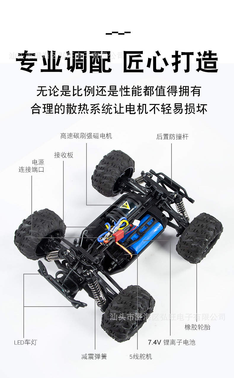 跨境1：16遥控高速车 越野车四驱大脚攀爬车男孩玩具遥控车RC批发详情17