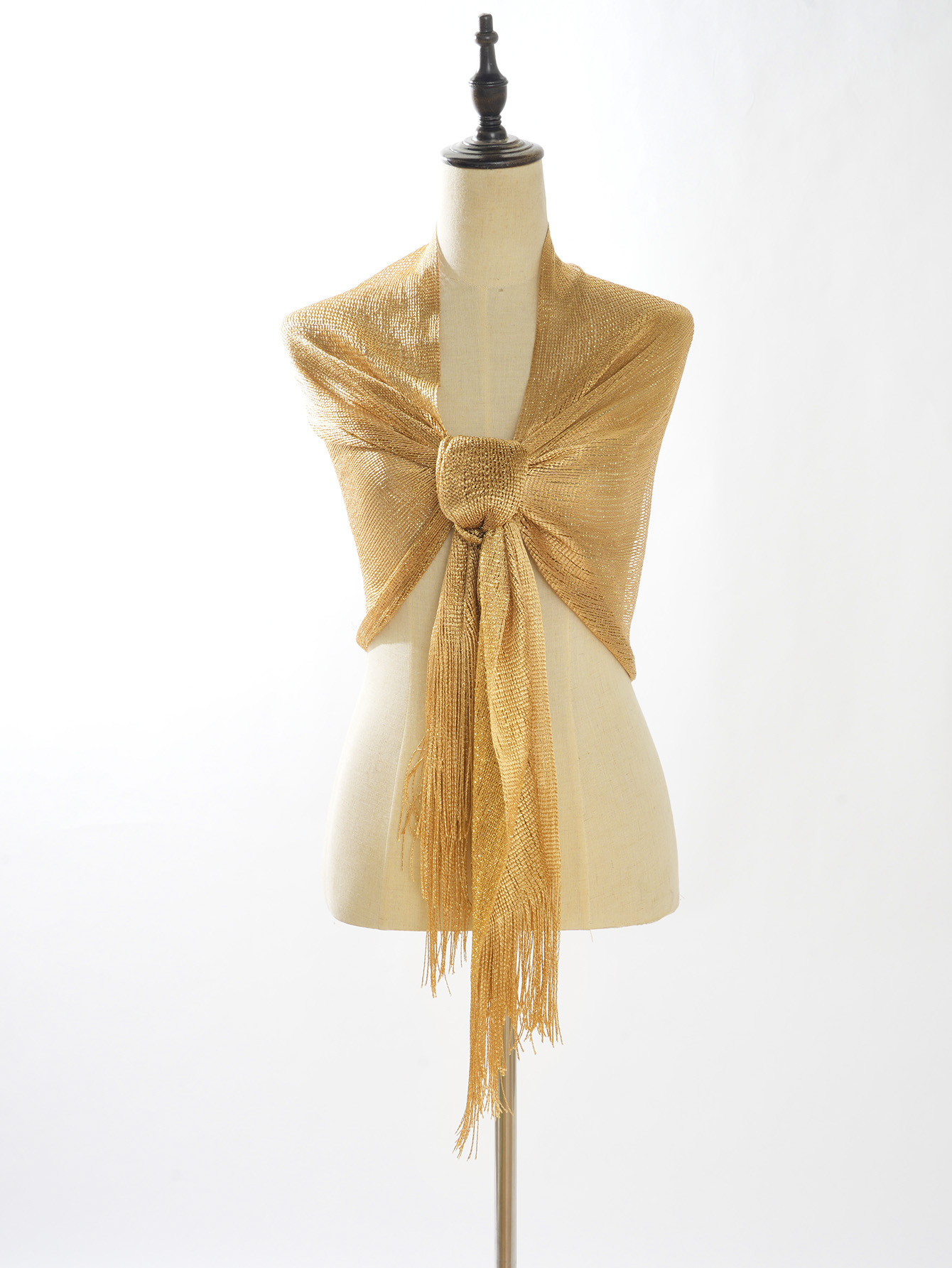 跨进专供 欧美爆款金银丝长流苏平板巾舞会婚礼派对晚礼服披肩女详情7