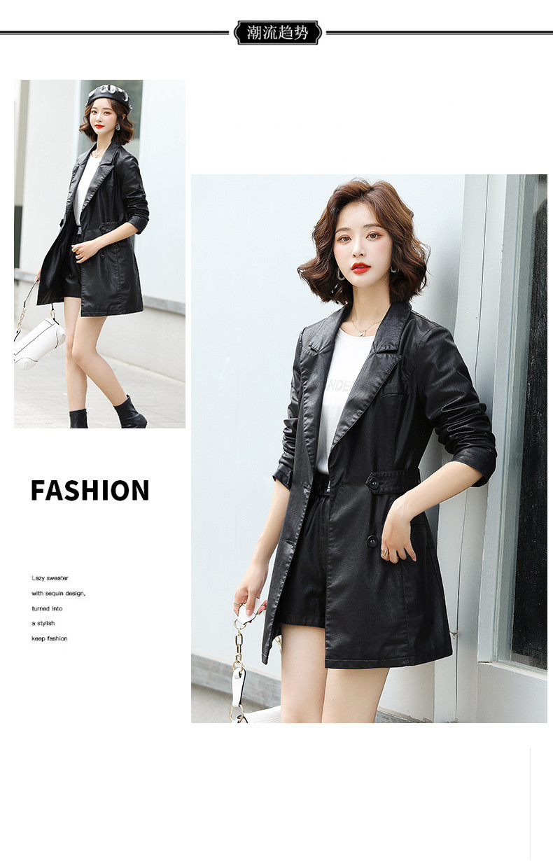 Retro Hong Kong-style casual small suit jacket for women, 2022 Spring and Autumn new Korean-style elegant pu leather suit jacket pic 2