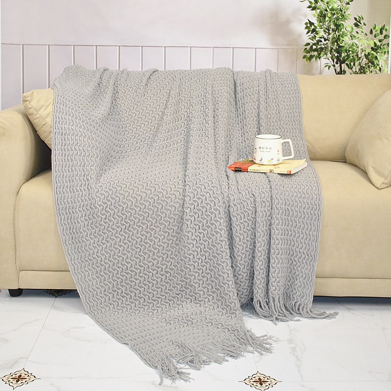 Knitted sofa blanket, Bohemian Nordic style office tassel nap blanket, knee blanket, homestay bed end blanket pic 5