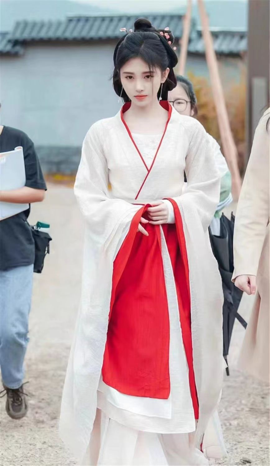 国潮花间令鞠婧祎同款影视古装汉服女2024新款魏晋风交领齐腰直裾襦裙详情3