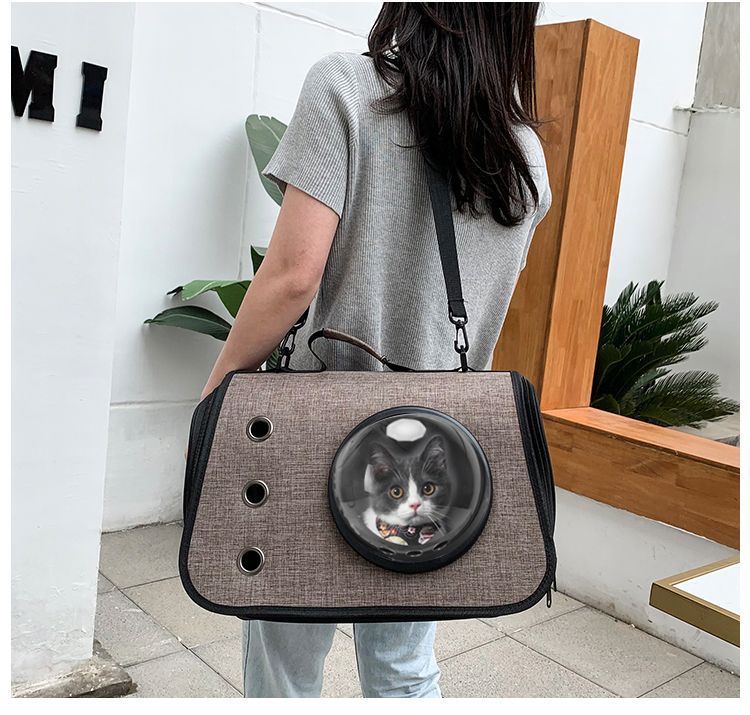 外出新款便携单肩背包手提透明宠物折叠猫咪狗狗太空舱透气外带详情25