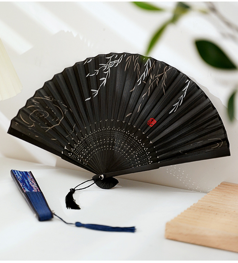 古风扇子折扇中国风汉服旗袍男女舞蹈夏季随身便携折叠流苏小巧扇详情13