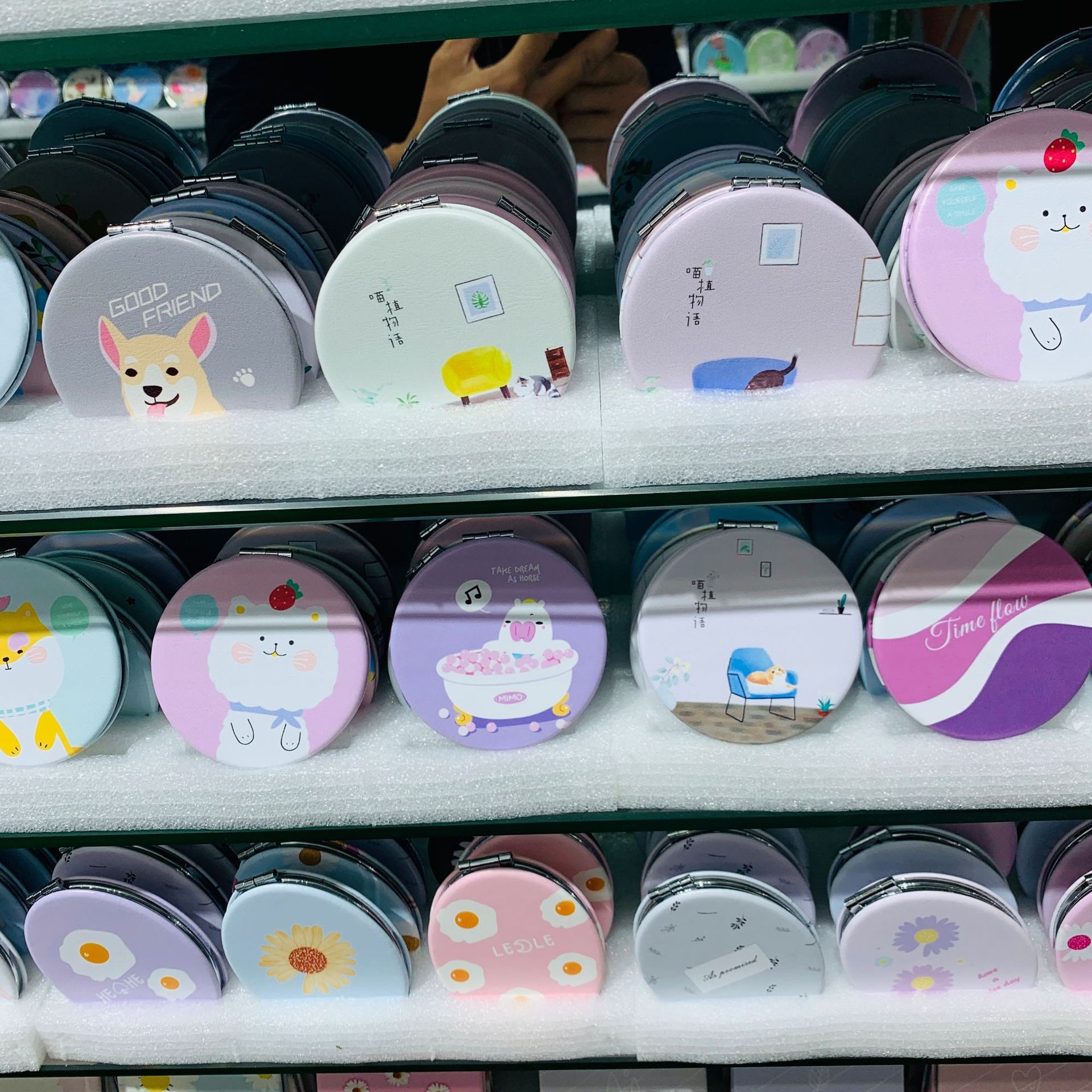 Double-sided mirror, folding mirror, magnifying mirror, portable mini, small makeup mirror, cartoon round mirror pic 8