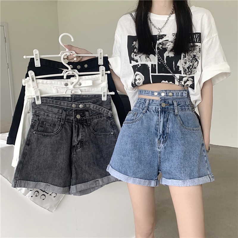 牛仔短裤女2023夏新款韩版高腰破洞显瘦女式牛仔短裤外贸直销批发详情7