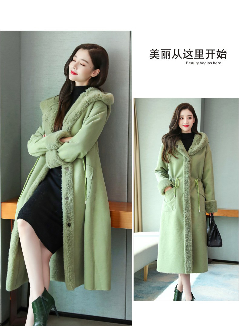 欧洲站时尚女装韩版冬连帽皮毛一体长款大衣女加绒加厚保暖外套潮详情15