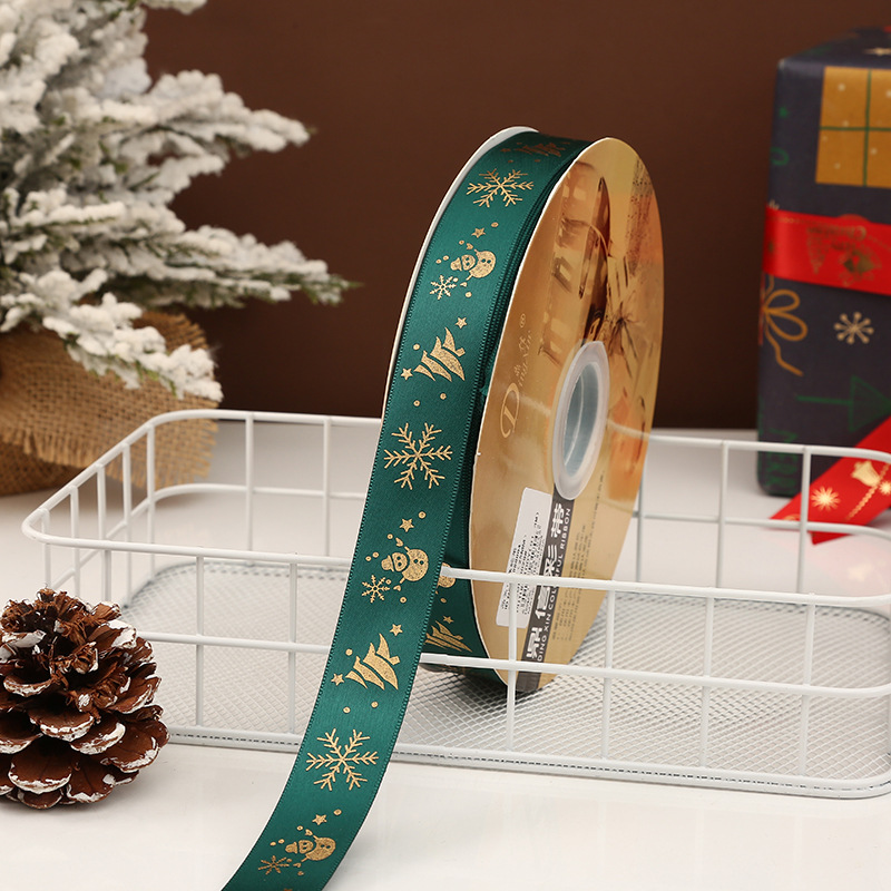 Dingxin Christmas Ribbon Wholesale: 2.5CM Christmas gifts, gold-embossed printed packaging ribbons, Christmas tree ribbons pic 36