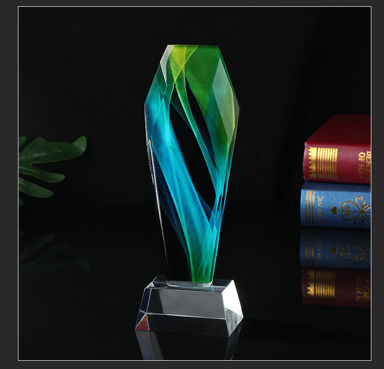 厂家创意简约彩印奖杯摆件舞蹈企业优秀员工获奖刻字水晶奖杯详情13
