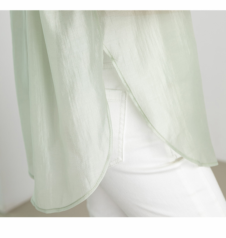 夏季薄款天丝防晒衬衫外套女装2023年新款上衣小个子女士白色衬衣详情17