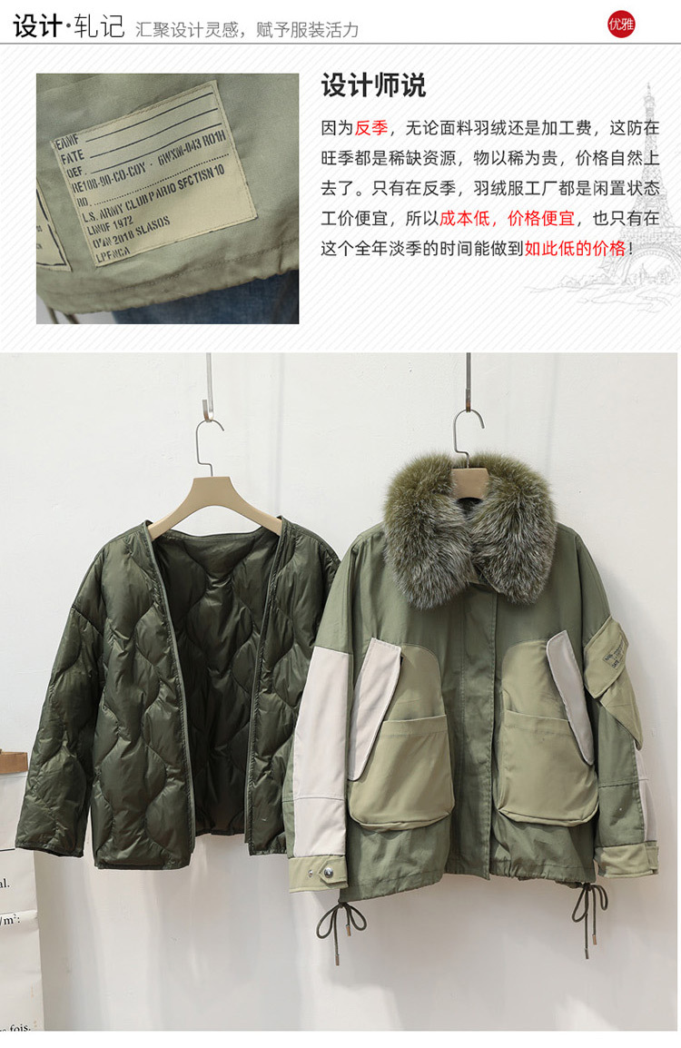 The 2019 new version of the fox fur collar down jacket for petite women with a detachable inner liner is a bestseller pic 2